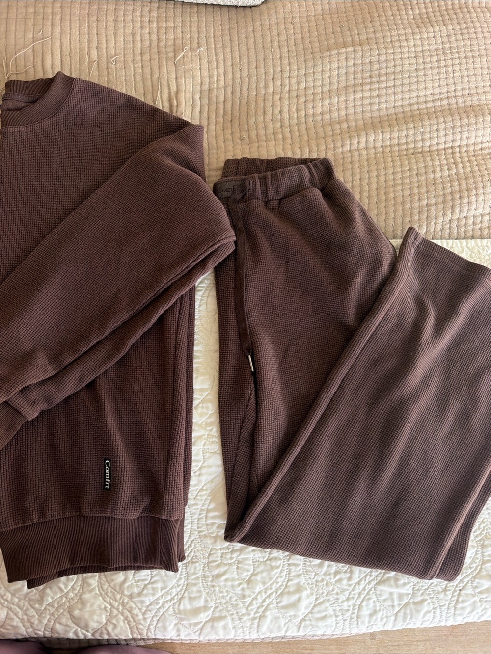 Comfrt Waffle Knit Set - Brown